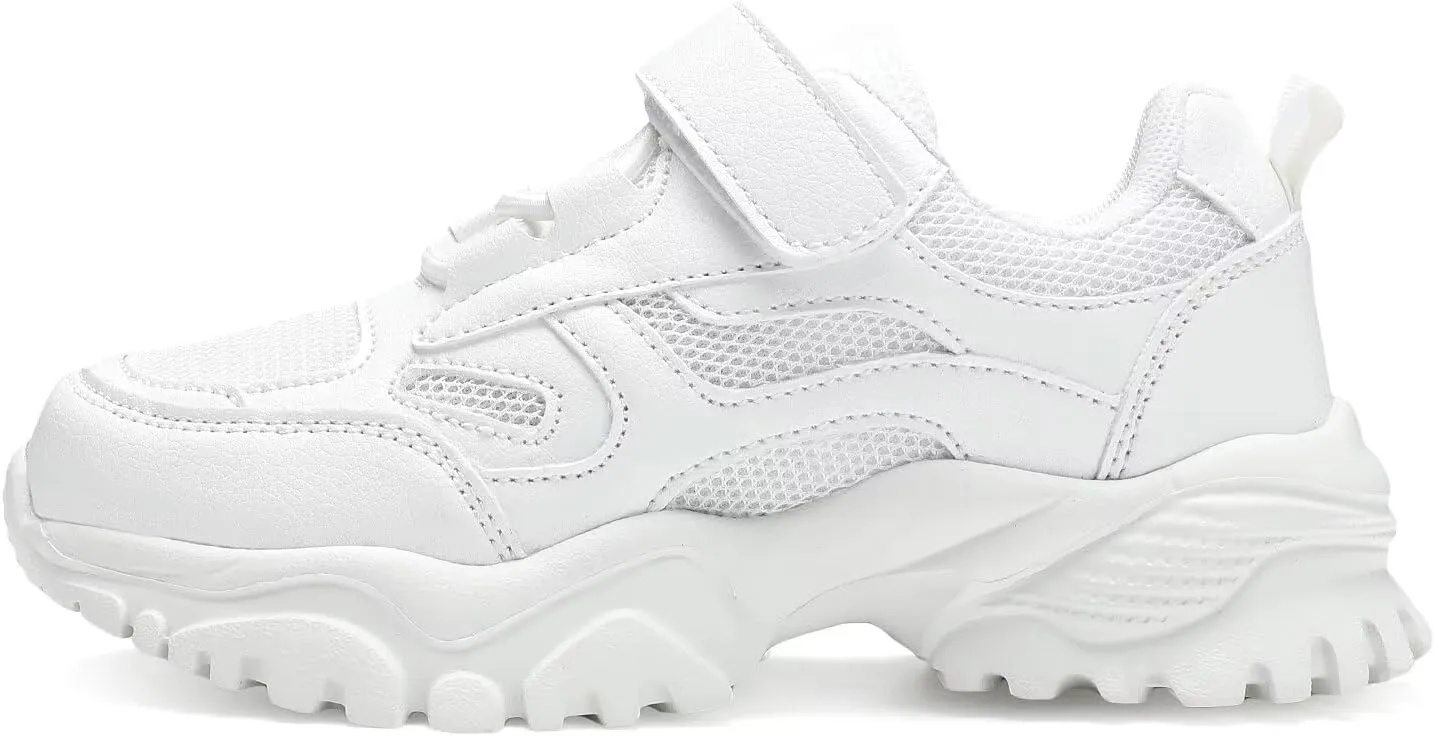 YAVY Unisex-Child Sneakers Boys Girls Running Leather Sneakers Breathable Mesh Athletic Shoes Lightweight Kids Walking Shoes