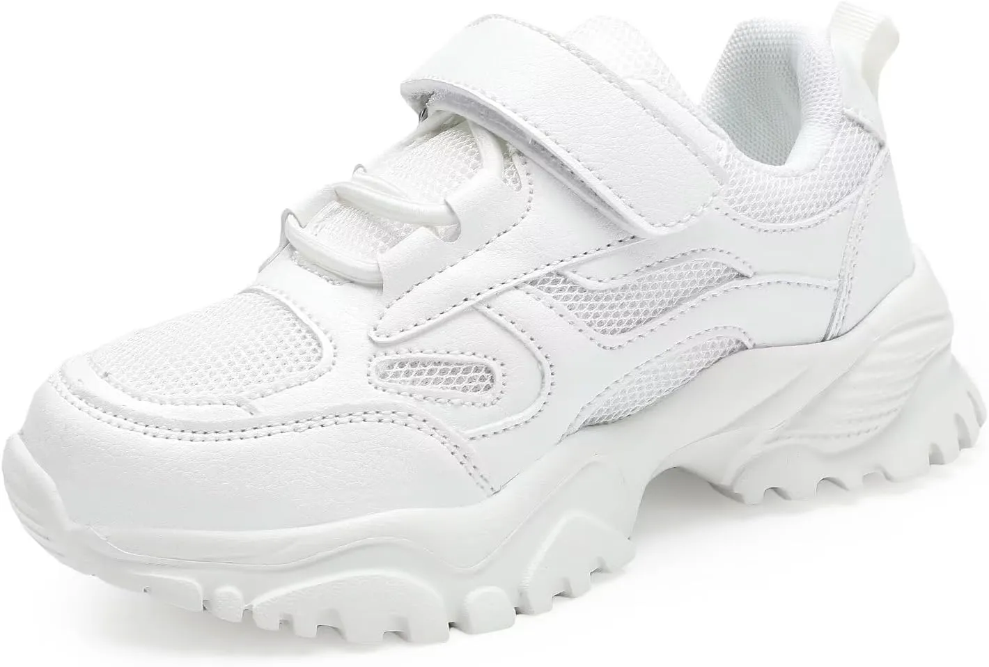 YAVY Unisex-Child Sneakers Boys Girls Running Leather Sneakers Breathable Mesh Athletic Shoes Lightweight Kids Walking Shoes