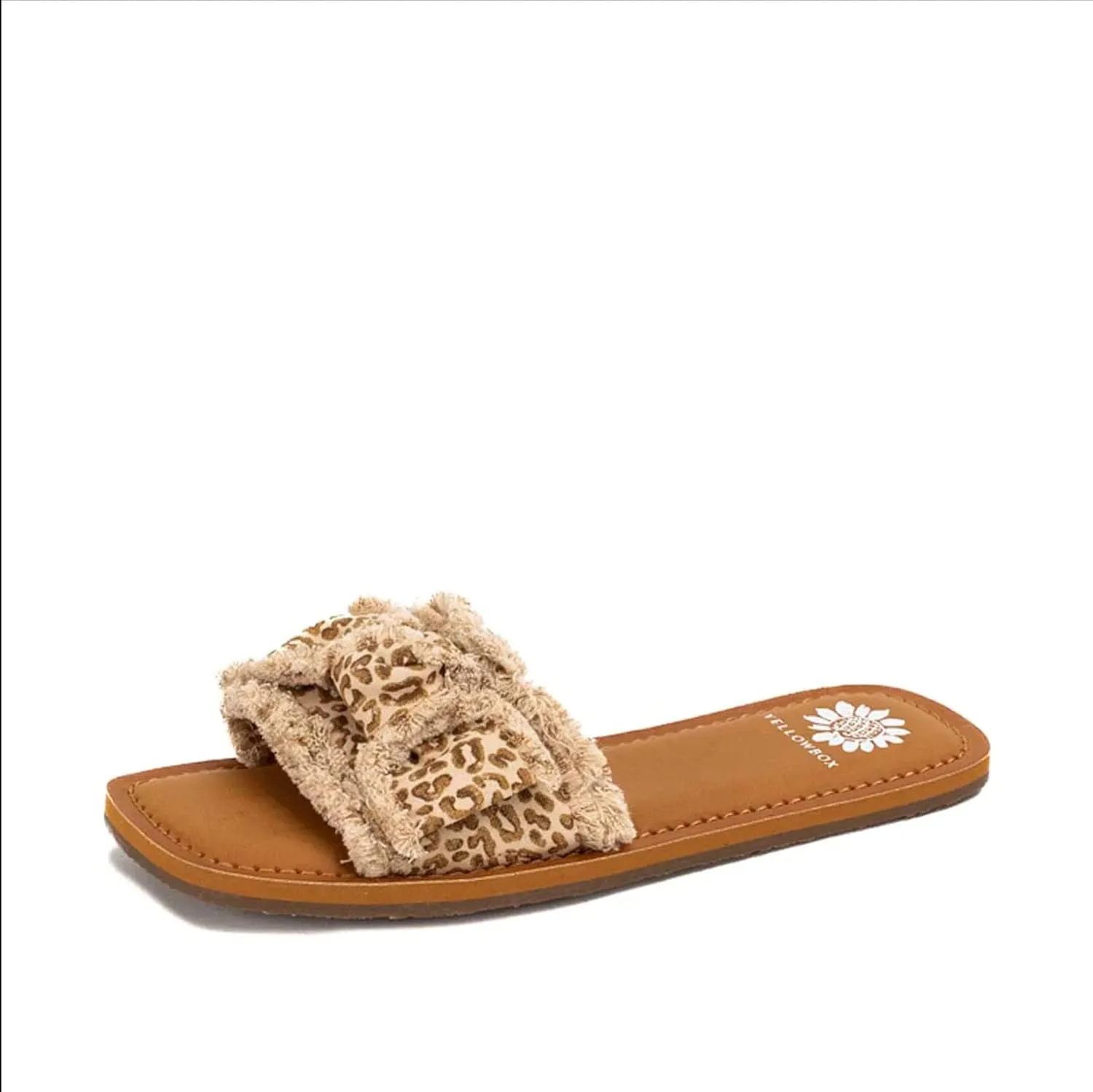 Yellow Box Daralie Women's Slide Sandals - Bow-Topped Fabric Slides with Frayed Hem Detail and Padded Footbed for Comfort