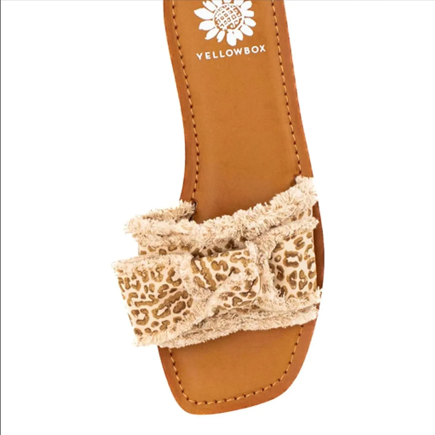 Yellow Box Daralie Women's Slide Sandals - Bow-Topped Fabric Slides with Frayed Hem Detail and Padded Footbed for Comfort