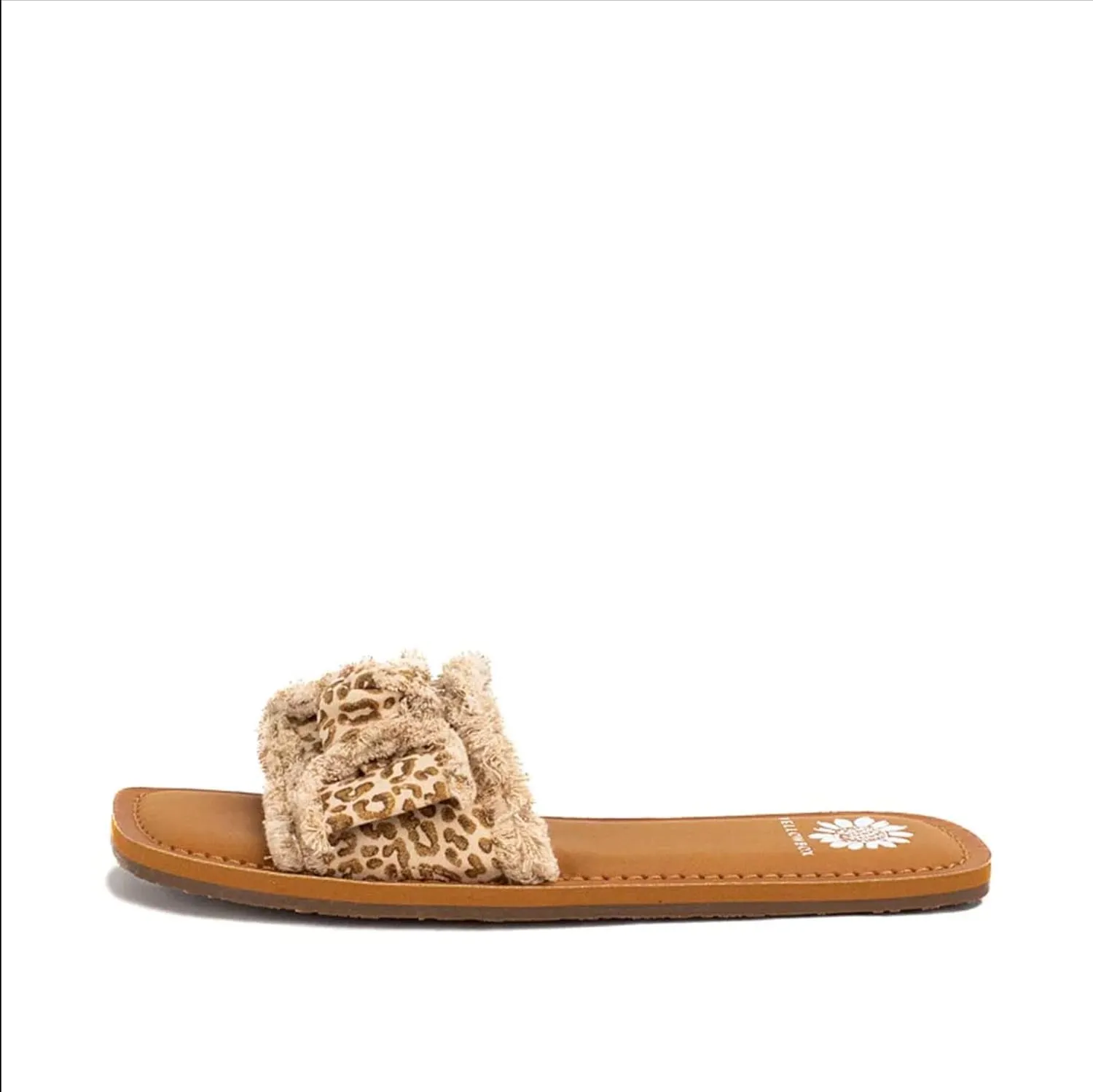 Yellow Box Daralie Women's Slide Sandals - Bow-Topped Fabric Slides with Frayed Hem Detail and Padded Footbed for Comfort