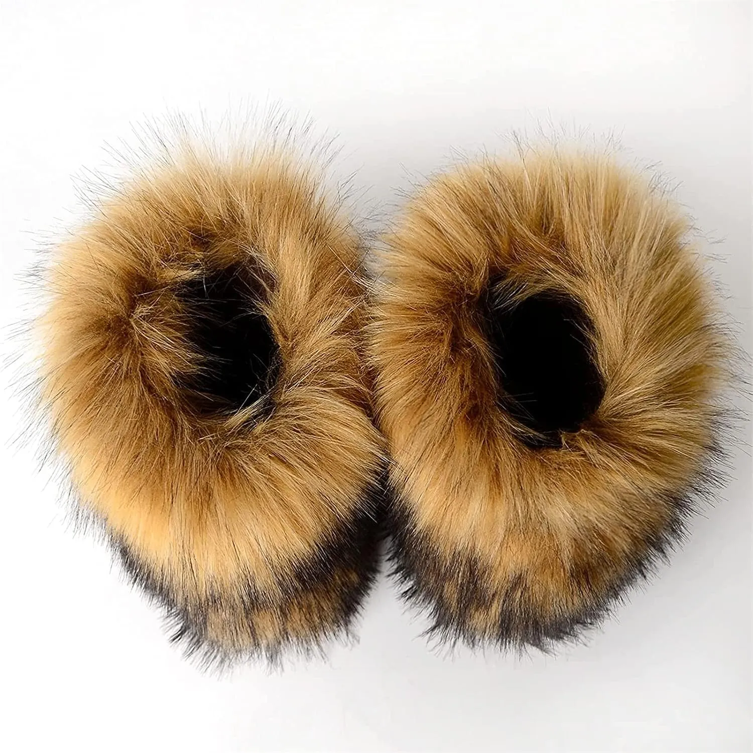 YESBOR Women's Winter Faux Fur Boots Round Toe Warm Fuzzy Fluffy Furry Snow Boots Flat Shoes