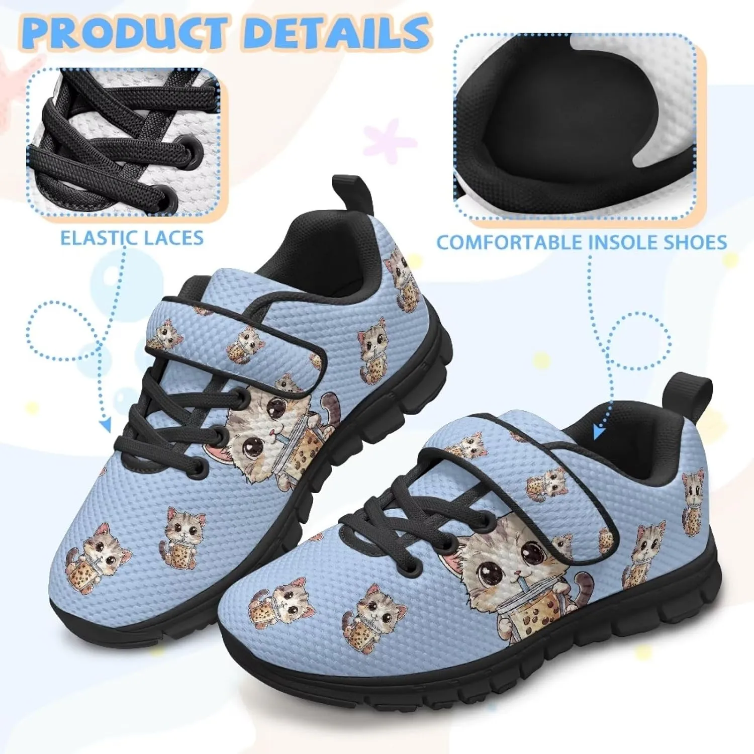 YEXIATODO Slip On Shoes Girls Boys Wide Shoes Kids Shoes No Tie Shoelaces Running Sneakers Slip on Tennis Shoes 11-2.5