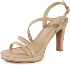 ZURIN Women's Strappy Heels Open Toe High Heeled Sandals Platform Stiletto Dress Sandals Comfortable Dressy Shoes for Summer Bridal Party Prom