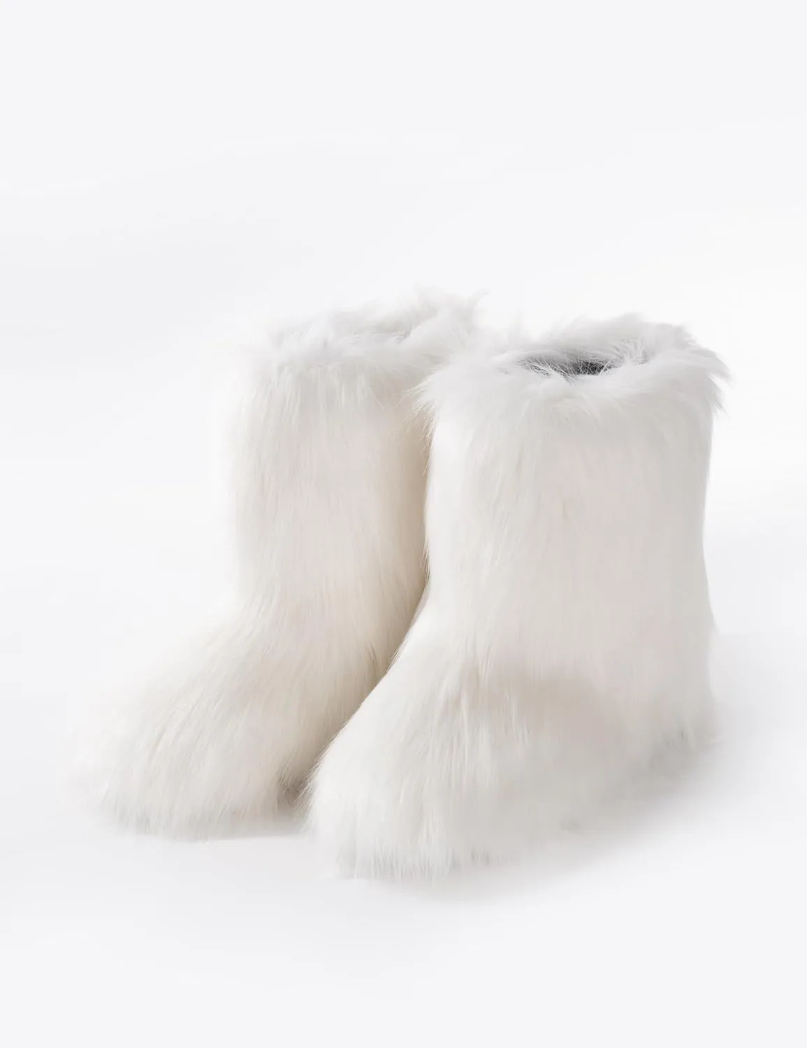 ZVC Women's Faux Fur Boots Furry Snow Boots Comfortable Fluffy Winter Boot Warm Fuzzy Mid-Calf Boot Outdoor Indoor Flat Shoes