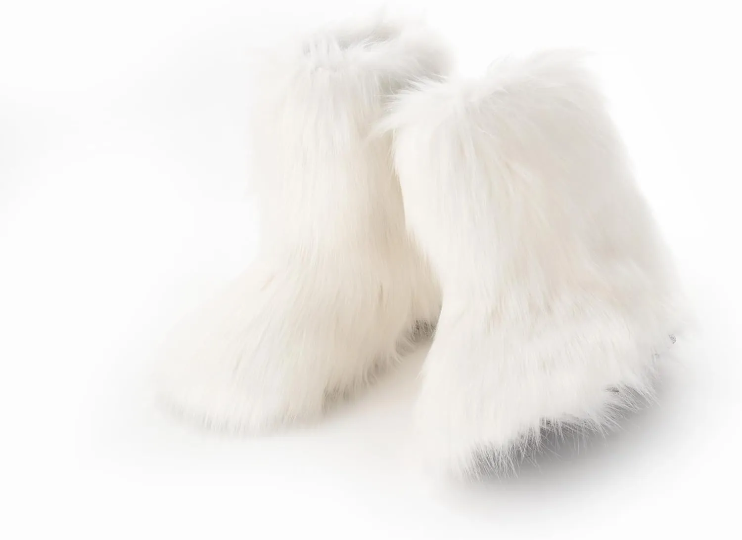 ZVC Women's Faux Fur Boots Furry Snow Boots Comfortable Fluffy Winter Boot Warm Fuzzy Mid-Calf Boot Outdoor Indoor Flat Shoes