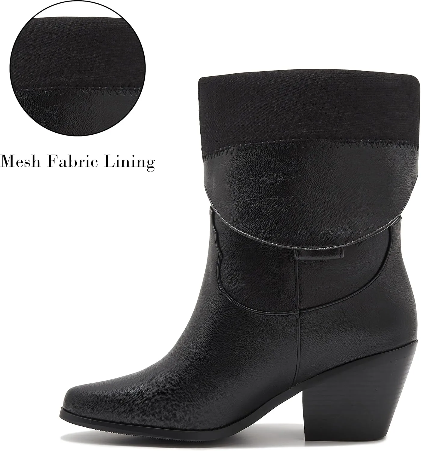 ZXHYZLZ Western Cowboy Boots for Women - Mid Calf Embroidered Cowgirl Boots, Slip On Pointed Toe Chunky Heel Fashion Retro Classic Boots